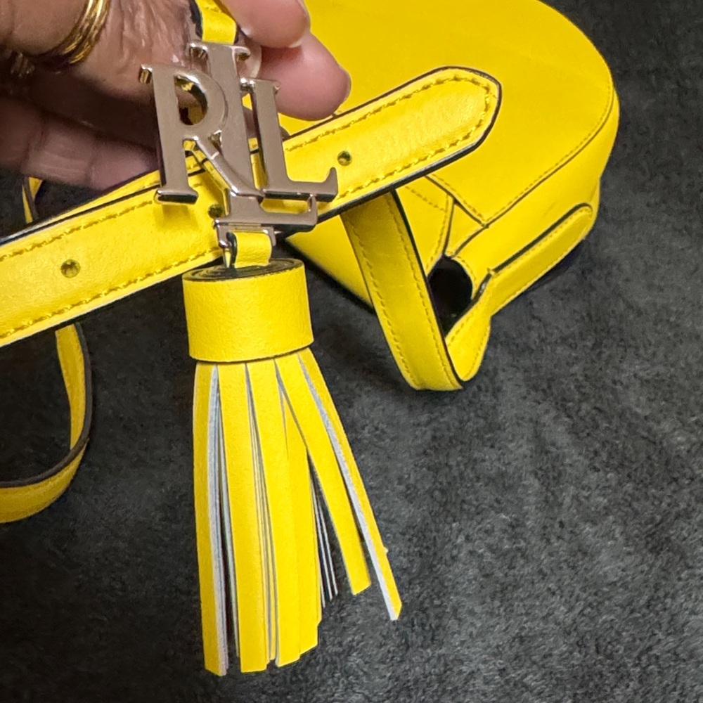 Ralph Lauren Yellow Leather Crossbody with Tassel Charm - Picture 6 of 11
